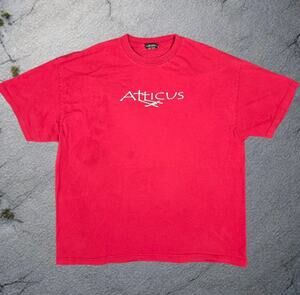 Y2K Atticus Double Cross T-Shirt Distressed Skater Punk Indie Sleaze Red Vtg 2XL
